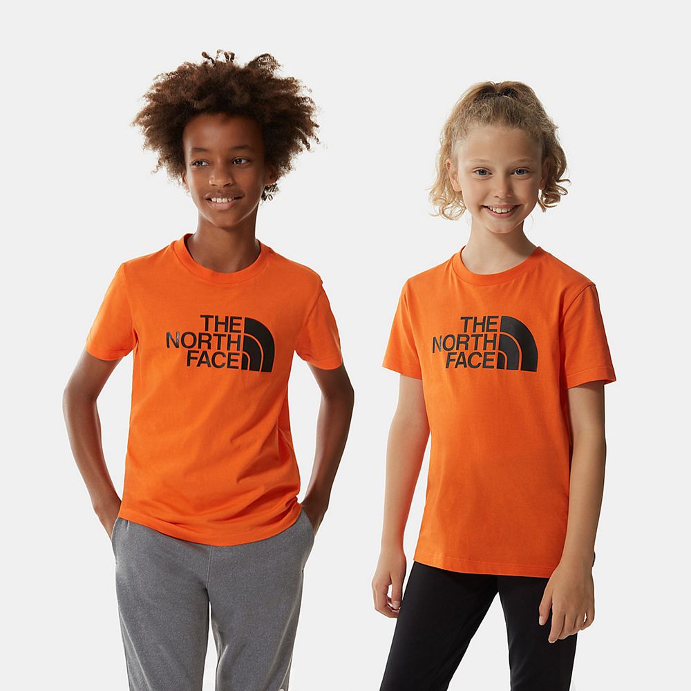 The North Face T-Shirts Youth Australia - The North Face Easy Short-Sleeve Red Orange / Black (YSR-1